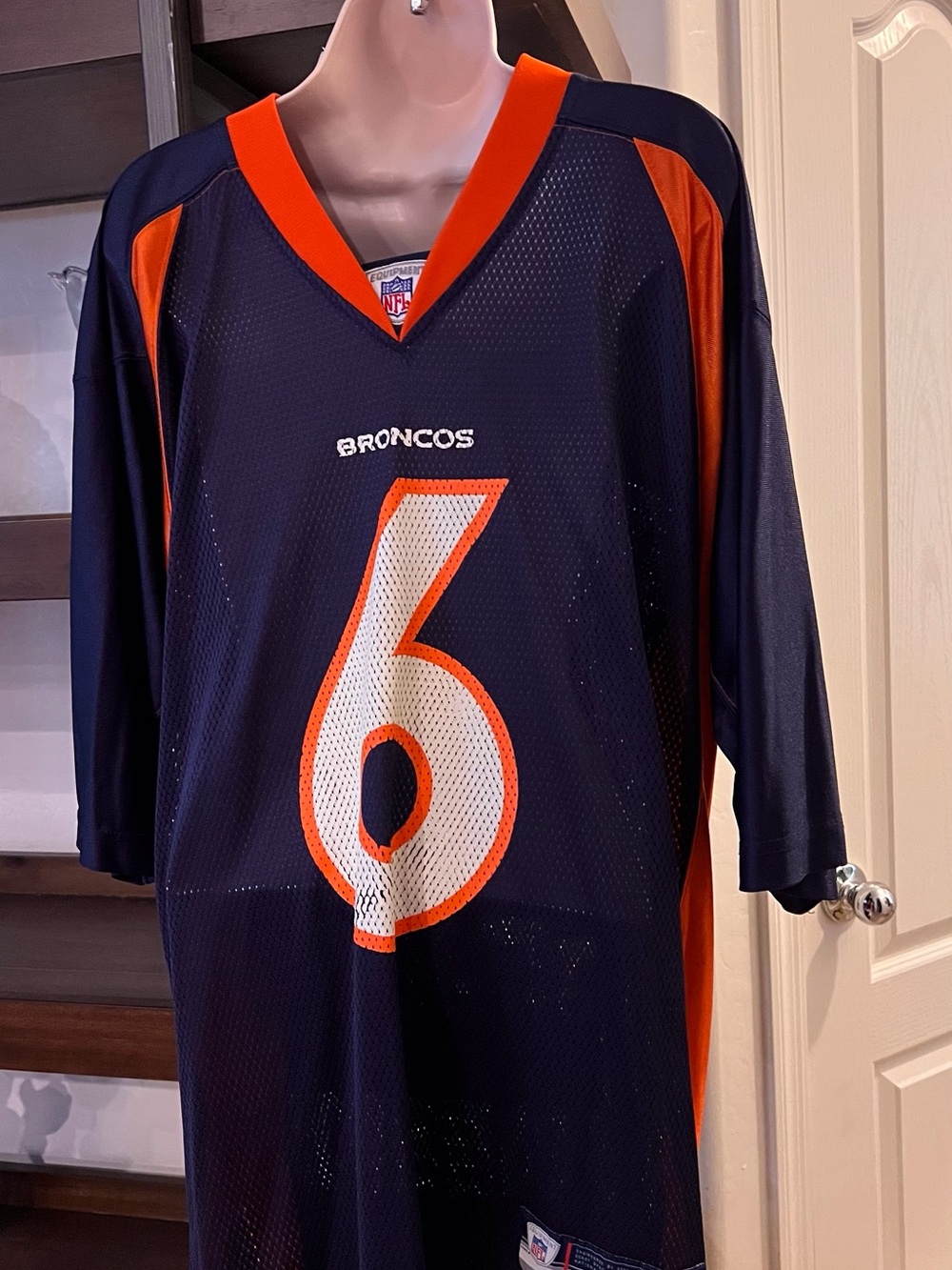 Broncos Navy and Orange Football Jersey - Number 6